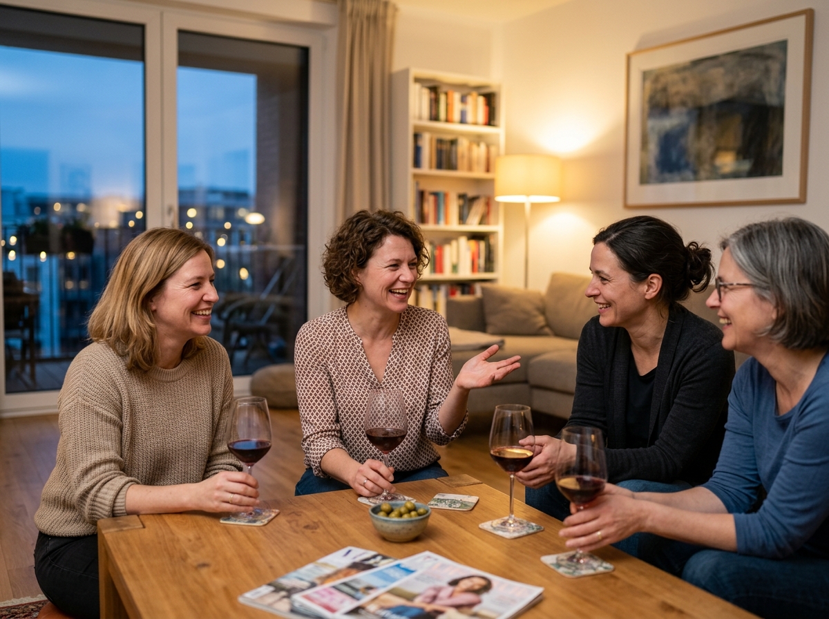 Frauen im Austausch über ihre Hautpflege-Routine